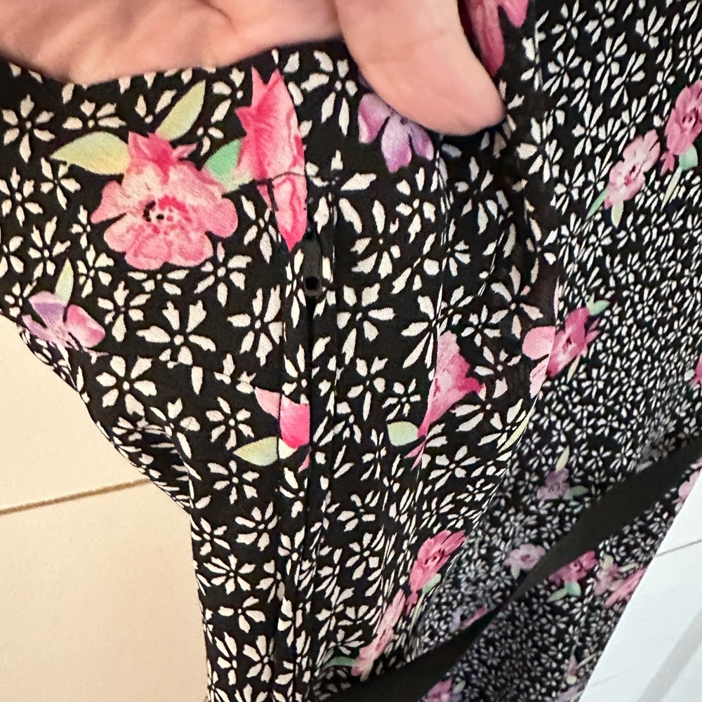 VTG Y2K 12 Floral woman Midi-length cap sleeve Polyester side close dress boho - Picture 6 of 10